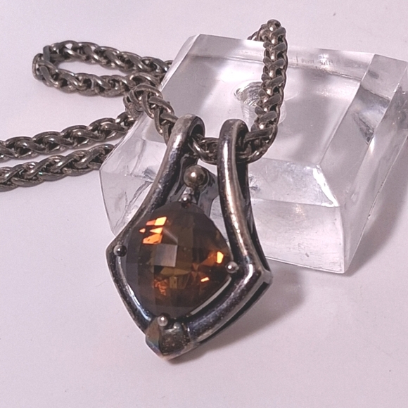 lorenzo Jewelry - * Lorenzo 925 Sterling Silver & 18k Gold Citrine Stone Necklace